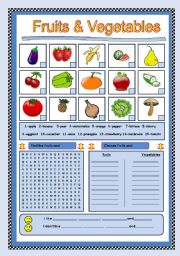 English Worksheet: Fruits and Vegetables