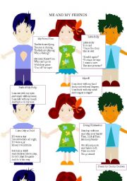 English Worksheet: About me and my friends - Poems for children
