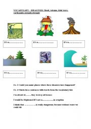 English worksheet: Natural disasters vocabulary exercise