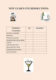 English Worksheet: New Years Eve Resolutions