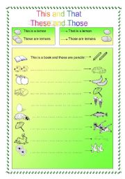 English Worksheet: THIS and THAT / THESE and THOSE