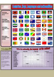 English Worksheet: (Flag dictionary)  flags,nationalities and languages