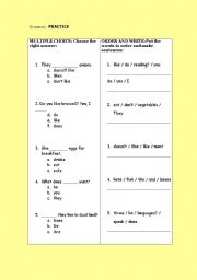 English Worksheet: GRAMMAR REVISION
