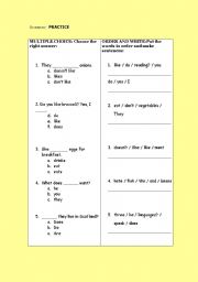 English worksheet: GRAMMAR REVISION