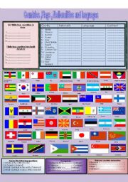 English Worksheet: (Flag Dictionary) Falgs,countries,languages and nationalities