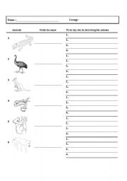 English Worksheet: 6 Australian animals with descriptions