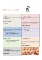 English Worksheet: Lets speak 2 - Role- cards for a debate + assessment grid