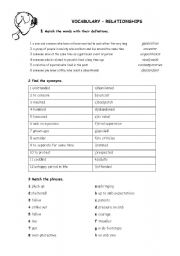 English worksheet: Relationships