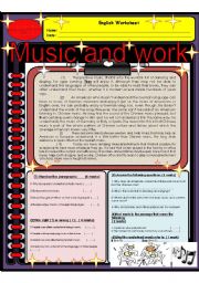 English Worksheet: Music and work 