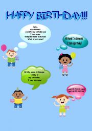 English Worksheet: Happy Birthday! Reading comprehension for young learners, 