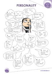 English Worksheet: Personality - Conversation questions