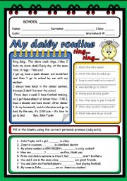 English Worksheet: MY DAILY ROUTINE