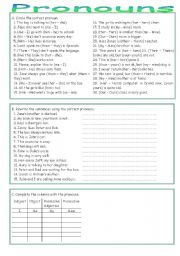 English Worksheet: Pronouns I