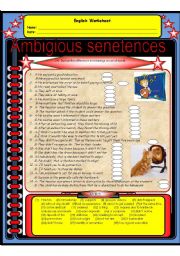 English Worksheet: Ambigious Sentences