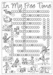 English Worksheet: Free Time - Crossword