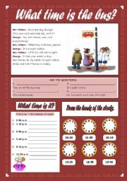 English Worksheet: WHAT TIME IS THE BUS?