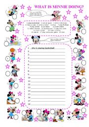 English Worksheet: what is minnie doing