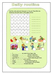 English Worksheet: daily routine