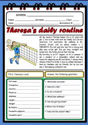 THERESAS DAILY ROUTINE ( 2 PAGES)