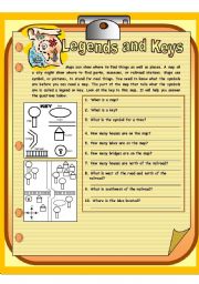 English Worksheet: legends and keys