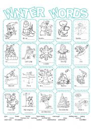 English Worksheet: Winter Picture Dictionary