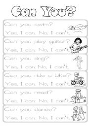 English Worksheet: Can You?