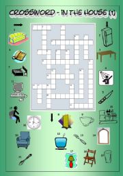 English Worksheet: Crossword - In the House 1 (Easy)