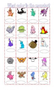 English Worksheet: What color is the monster?
