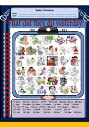 English Worksheet: What did they do yesterday?  (Past Simple Tense) Two pages 