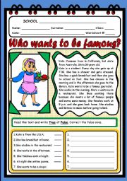 English Worksheet: WHO WANTS TO BE FAMOUS? (2 PAGES)