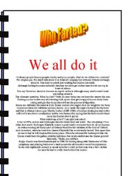 English Worksheet: Who Farted reading writing and comprehension 