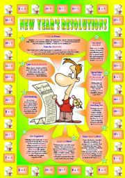 English Worksheet: New Years Resolutions (Part 1/4). 2 Pages!!! Key included!