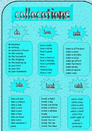 English Worksheet: collocations