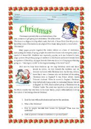 English Worksheet: Christmas