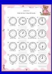 English Worksheet: WHAT TIME IS IT? #2