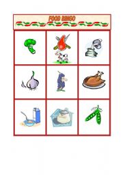 English Worksheet: FOOD BINGO 1 (1/2)