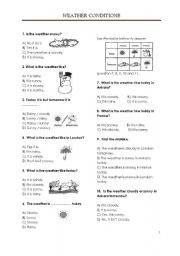 English Worksheet: Weather Conditions Test