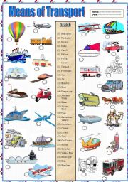 English Worksheet: Means of Transport 