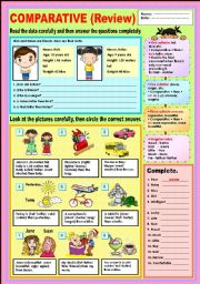 English Worksheet: Comparative (REVIEW)