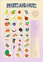 English Worksheet: FRUITS AND NUTS