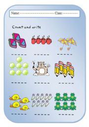 English Worksheet: count and write