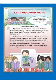 English Worksheet: A GREAT MORNING WITH SMILE: LETS READ AND WRITE
