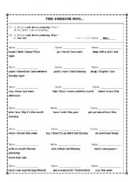 English Worksheet: DAILY ACTIVITIES WITH FIND SOMEONE WHO ...