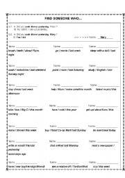 English worksheet: DAILY ACTIVITIES WITH FIND SOMEONE WHO ...