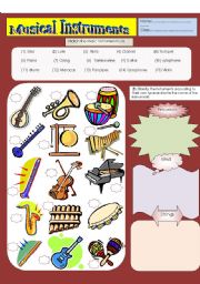 English Worksheet: Musical Instruments 