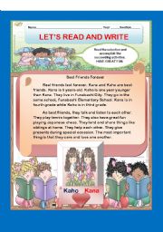 English Worksheet: BEST FRIENDS FOREVER:LETS READ AND WRITE