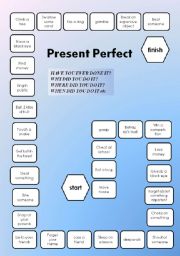 English Worksheet: Present Perfect - Simple Past - a boardgame