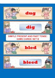 SIMPLE PRESENT AND PAST TENSE: GAME CARD SET B of SET E