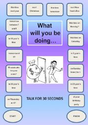 English Worksheet: Future Continuous - a boardgame