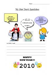 English Worksheet: My New  Years Resolution